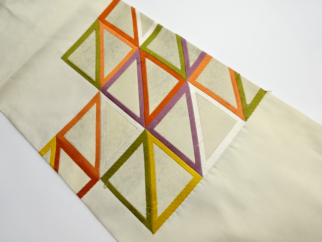 JAPANESE KIMONO / VINTAGE NAGOYA OBI / WOVEN ABSTRACT PATTERN
